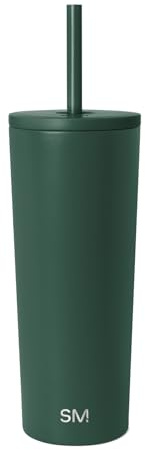 Simple Modern Thermobecher mit Strohhalm und Deckel | Trinkbecher mit Henkel Wiederverwendbare Edelstahl | Geschenke für Frauen und Männer | Classic | 710ml | Forest | Wiederverwendbarer Edelstahlbecher, Reisebecher, Wasserflasche mit Strohhalm, Becherhalterfreundlich und auslaufsicher, Wald