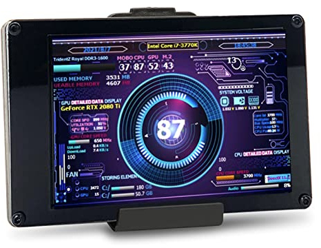 Zunate PC CPU Datenmonitor, 3,5 Zoll IPS USB Bildschirm, Temperaturanzeige, Computergehäuse, Sekundärer Bildschirm für PC CPU RAM Daten für RasPi, für Linux, für Win