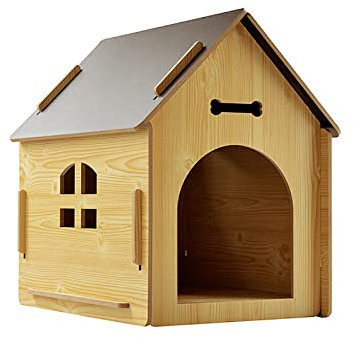 Katzenhaus Indoor Katzen Kleine Hundehöhle Bett Holzkäfige für kleine Haustiere mit Tür und Fenstern Abnehmbares Holz-Katzenhaus, Außenblockhütte Innenhaus (Farbe: B, Größe: XL)