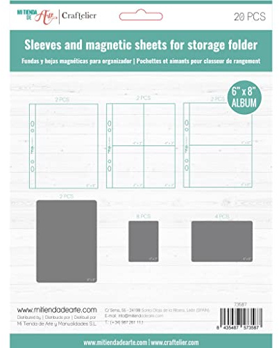 Craftelier - Set di 6 Custodie in Plastica Trasparente con Scomparti di Diverse Dimensioni e 14 Fogli Magnetici Neri Compatibili con Organizzatore di Timbri e Stampi | Dimensioni Circa. 6 x 8