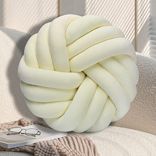 GYCS Knot Cushion, Soft Plush Cushion, Knotted Cushion, Decorative Cushion for Sofa, Bed, Decorative, Knot Cushion, Throw Cushion for Home Decoration, Bedroom, Couch,Beige,35cm