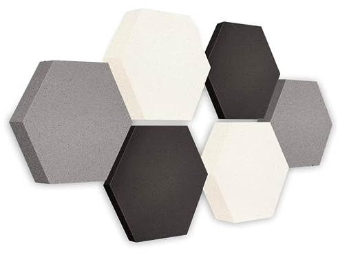 platino24 Akustikpaneele 6 Elemente Edition LOFT 3D I Ø 300mm Akustikplatten Schalldämmung Wand & Decke I Akustikschaum Schall-Absorber aus Basotect 30-70mm mit farbiger Akustikbeschichtung