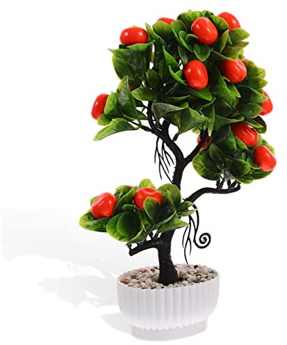 Happyyami Künstlicher Obstbaum Mit Blättern Und Früchten Für Innen Und Außendekoration Realistischer Bonsai Aus Hochwertigem Pp PVC Und Leicht Und Bruchfest Simulierter Obstbaum Als Lebensec