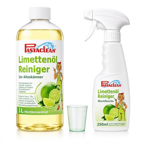 Pastaclean® 1 Liter Limettenöl Reiniger Konzentrat - Starker Allzweckreiniger Entfernt Fette, Öle, Flecken, Gerüche - Frischer Limettenduft