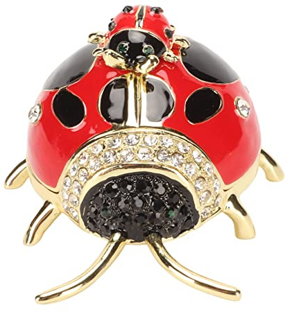 Estink Figurine Trinket Box, Red Colored Enamel Crystal Hand Painted Rings Earrings Jewelry Storage Box Small Cute Animal Jewelry Boxes Collectible for Desktop Decoration Ring Box Gift Giving