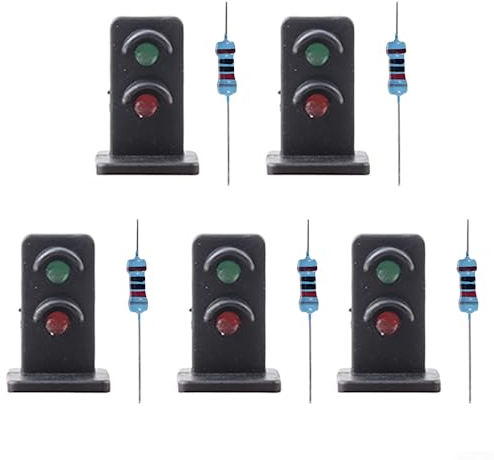 5 PCS OO HO Gauge 20mm Model Train LEDs Made Green/Red Dwarf Signals 2 Aspects, Model Railway Block Signals Green/Red Signal