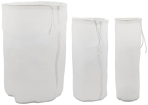 UMCHU 3 Piezas 200 mesh lavable Nylon Malla fina,Filtro para Leche Vegetal,para leche de nueces vegana, leche de almendras, zumo de frutas, café, queso(3 tamaños)