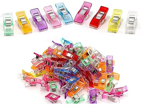 Naisfei Lot de 100 pinces à coudre multifonctions en plastique pour matelassage, artisanat, accessoires de matelassage pour remplacer les épingles à coudre et le marquage (9 couleurs)