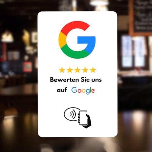 Aspira Home Google Bewertungskarte mit NFC, Rezensionskarte für Google Bewertungen, FERTIG VOREINGERICHTET für Ihr Google Bewertungsprofil, Weiß