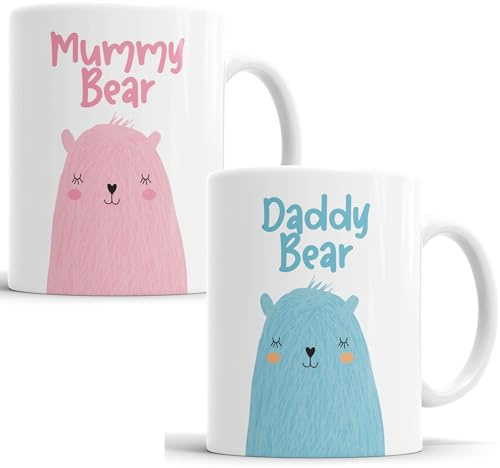 Mummy Mug Set | Daddy Bear | New Presents for Mum and Dad | Novelty Mugs from Son & Daughter | Funny Present Mothers Day Fathers Day