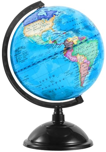 KISEER 20,3 cm große Weltkugel mit Ständer, drehbarer Erdkugel für Kinder, Geographie, Klassenzimmer, Bildung oder Dekorationen (blau)