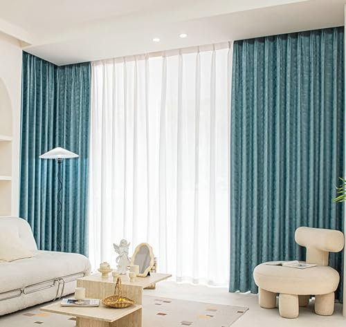 Daesar Verdunklungsvorhänge 2er Set, Gardinen Blickdicht mit Ösen Französisch mit Textur 102x183CM Blau Vorhänge Gardinen Kinderzimmer Schlafzimmer Wohnzimmer