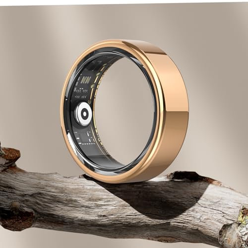 DEKELIFE 2024 Neu Smart Ring Herren Damen, Fitness Ring Tracker Gesundheitsring mit Herzfrequenz, SpO2, Schlaftracker, 100+ Sportmodi IP68 Wasserdicht Smartringe für Android und iOS, Size 8, Gold