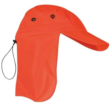 BLUECHOLON Gorra de Alta Visibilidad para Trekking, Senderismo y Montaña, Protector de Cuello y Nuca, Cierre Ajustable, para Hombre y Mujer. (FR/ES, Números, 58, 60, Naranja Fluor, Poliéster)
