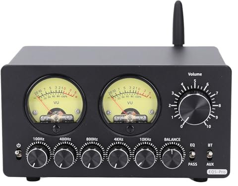 Ecualizador de 5 Bandas EQ Preamplificador con Medidores VU Vintage, Ecualizador de Sonido de Banda de Aleación de Aluminio Ecualizador Profesional,para Estéreo Doméstico