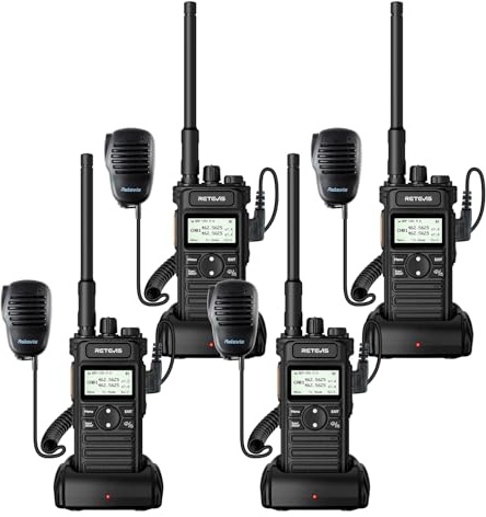 Retevis RT86S (2nd Gen RT86) Walkie Talkie Long Range,Professional 2 Way Radio with Mic,Heavy Duty,Group Call,NOAA,LCD Screen,Type-C,Two Way Radios for Adults Logistics Construction Industrial(4 Pack)