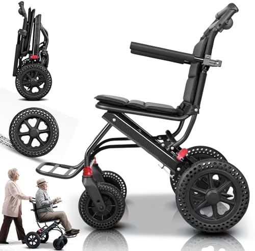 CXYTX Rollstuhl faltbar leicht, Sitzfläche 41 cm, Belastbarkeit 135 kg, Reiserollstuhl,Faltrollstuhl für Erwachsene, Ultraleicht Rollstuhl für die Wohnung und Unterwegs, Transportrollstühle