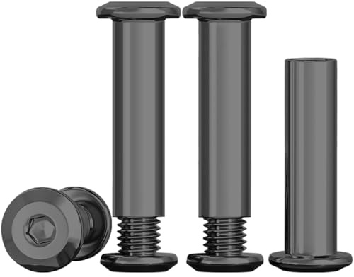 Drenky Barrel Nuts Kit M6 Furniture Connector Nuts Black M6 X 25mm 304 Stainless Steel Bolts Rustproof Connection Screws Belt Buckle Binding Bolts for Leather Belt and Furniture Repair, 10 Sets