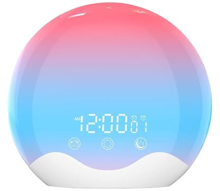 KUAIYIJU Sveglia multifunzione con luce di risveglio simulata e lampada Colorfur