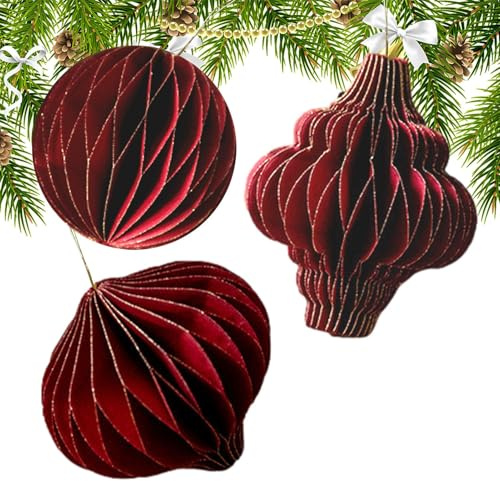 Papier-Weihnachtsschmuck ? Papierlaterne dekorativer Anhänger | Handgefertigte Ornamente für Weihnachtsbaumdekoration | Feiertags-Anhänger, Kugel für festliche Heim- und Saisondekorationen