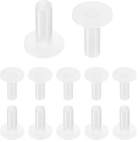 sourcing map 12pcs Flanged Sleeve Bearings Plastic Bushings ID 6mm x OD 8mm x Length 25mm Nylon Bushings, White