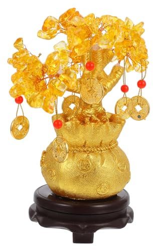 ULDIGI 1 Stück 19 cm Natürlicher Kristallbaum Geldbaum-Ornament Im Bonsai-Stil Feng Shui-heimdekoration Tischschmuck Mit Kristallstein