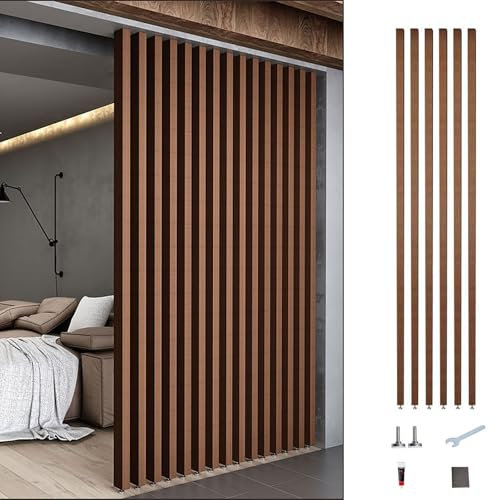 Raumteiler Paravent Trennwand, Wand Trennwand Holz Lamellen Säulen, Trennwände In Säulenform, Für Wohnzimmer/Büro/Hotel, Vom Boden Bis Zur Decke Mit 6 Pfosten/Dekorative Säulenstützen(5x10cm,200cm/78.