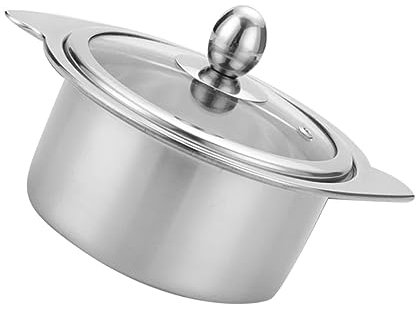 BEBEMOKO 1 x Induktions-Herd-Topfsieb, Doppel-Kochgeschirr-Deckel, heißer Dampfgarer, Ofensieb, Pfanne, elektrischer Wok, Wasserkocher, Sieb, Eimer, Fondue-Topf, Arbeit auf Stahl-Schmortopf, Silber