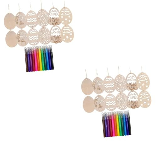 SHINEOFI 2 Sätze Auferstehungsmaschine Selber Machen Weidenkörbe Weidenkorb Eierkorb Ostereier Easter Egg Decoration Holzausschnitte Holzscheiben Zum Basteln Hölzern 30 Stück * 2