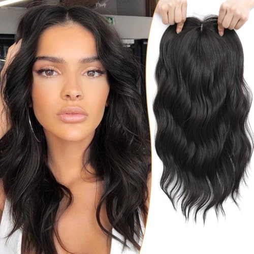 MORICHY Haaraufsatz für Damen, 40,6 cm, Dunkelbraun, synthetische Perücke, Clip-in-Aufsatz mit Pony, für dünner werdendes Haar, für mehr Volumen (Dunkelbraun)