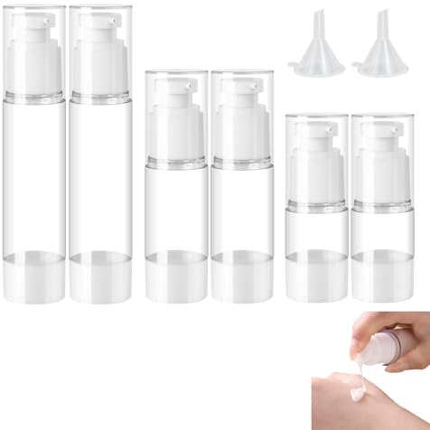 6 Pièces Distributeur de Crème Distributeur de Flacon Pompe Vide Distributeur de Pompe AirlessPour Lotions Crèmes pour Le Visage Shampooings Conditionneurs Gels Douche Essences Crèmes pour Les Mains