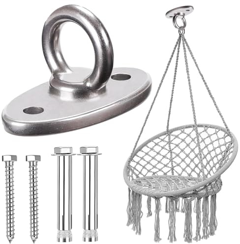 AONAYO Deckenhaken Schwerlast,Edelstahl 304 Schaukelhaken FüR Holzbalken,Belastbar Bis 500 Kg,HäNgematte Augplatte ZubehöR,Mit Schrauben,Geeignet FüR Holzbalken,Sandsack,Deckenmontage,HäNgesessel