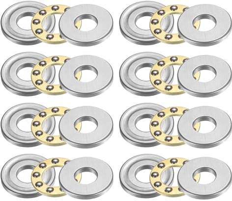 sourcing map 8 Stück F4-10M Axial-Kugellager, 4 mm x 10 mm x 4 mm, Miniatur-Drucklager mit Unterlegscheiben, Chromstahl, in eine Richtung für Fördersysteme, Werkzeugmaschinen
