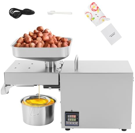 ROGONPDK 610W Edelstahl Ölpresse | Automatische Kalt und Heiß Ölpresse Maschine | Elektrische Ölmühle Einstellbare Temperatur 40-240°C | Kommerziell Öl Extraktion Expeller mit Filter