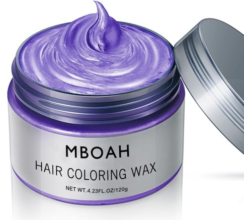 Temporäre Haarfarbe Wachs, Styling Haartone für Männer Frauen, Natürliche Frisur Pomade, Haarfärbemittel Wachs für Party, Cosplay & Halloween 120g (Lila, 120g)