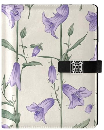 KLL leather lined notebook journal college ruled notebooks for planning water proof cover Campanula Rotundifolia Flowers 6.7×9.2 inches