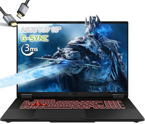 ASUS TUF Gaming Laptop A18 inch - AMD Ryzen 7 260 Beat i9-13905H - NVIDIA RTX 5060-18 WUXGA Display 144Hz - 32GB RAM - 1TB PCIe SSD -RGB Backlit Keyboard - Thunderbolt 4 - FHD Camera - HDMI Cable