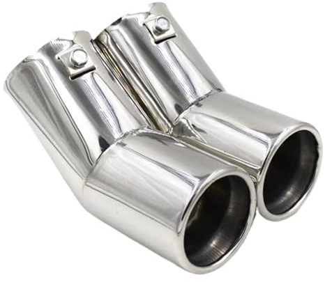 Tailpipe Modification Car Accessories Car Exhaust Tip Tail Pipe Dual Pipes Stainless Steel Exhaust Tail Pipes Tips For Golf 4 For Bora For Jetta Exhaust Tip Trim(Silver)