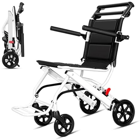 Fauteuil roulant pliable léger pour adultes – Chaise ergonomique en aluminium, 6 kg, 100 kg pour personnes âgées et handicapées, parfait pour les voyages