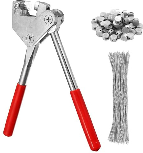 AROMUJOY Plombenzange Set 165mm inkl. 60 Plomben und Plombendrähte, Dichtungszangen Kit, Metall Plombierzange Sicherheitszangen für Wasserzähler, Stromzähler, Gaszähler, Logistik