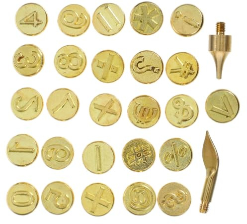 SHINEOFI 2 Set Punte per Pirografo con Lettere in Ottone Kit Completo Alfabetico per Incisione e Marchiatura su Legno Pelle e Carta Strumento Versatile per Progetti DIY Personalizzati