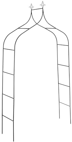 Arche de jardin en fer forgé noir – Pergola à double sommet en métal pour fleurs et légumes grimpants – Structure de support de jardin pour décoration extérieure