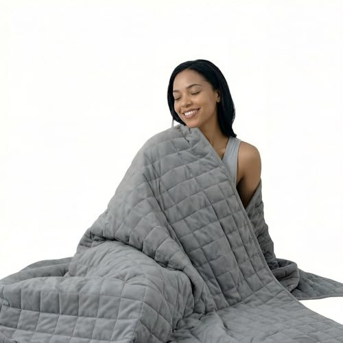 Smart Queen Weighted Blanket for Adults (Queen Size 60x80,15lbs) Large Soft Heavy Blanket Machine Washable for Fall, Bedding &Napping with Soft Cotton (60x80 | 15lbs Grey)
