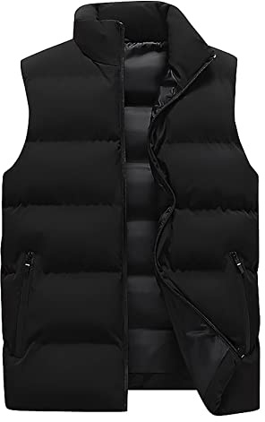 Daunenweste Herren Outdoor ärmellose Weste Warm Steppweste Oversized Westen mit Taschen Winterweste mit Reißverschluss Stehkragen Freizeitweste Klassische Herrenwesten Winter Laufweste M-5xl