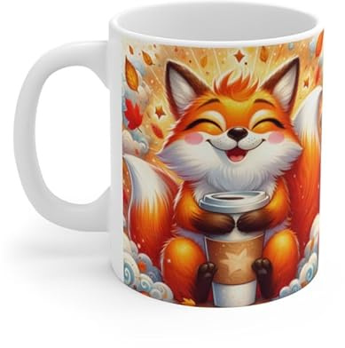 Teecustom Mug céramique 325 ml – Renard Mignon Café d’Automne – Tasse Animaux Cute Feuilles Chaleur Cocooning