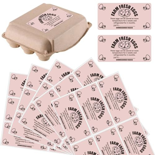 PRESSINART 60Pcs 4 x 2 Inches Farm Fresh Egg Carton Sticker with Collected Date Self Adhesive Writable Fresh Egg Labels Packaging Tags for Box Containers Business Farmhouse Market Supplies