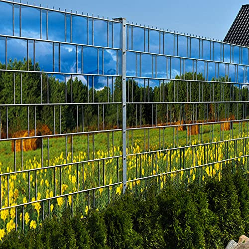 Bergwelt Wiese - Bedruckter Sichtschutzstreifen für den Doppelstabmattenzaun | moderner Zaundruck | Garten-Deko | Sichtschutz Rolle | Vlies | Windschutz 2,5m x 1,8m