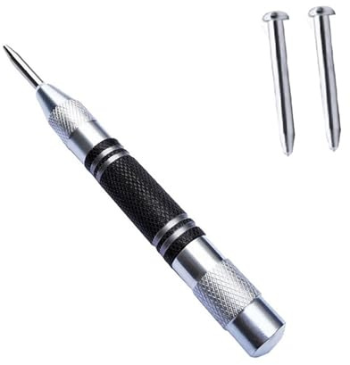 Puntatore automatico regolabile, Punzone centrale automatico caricato a molla in argento e oro(130mm Silver 2pc Pin)