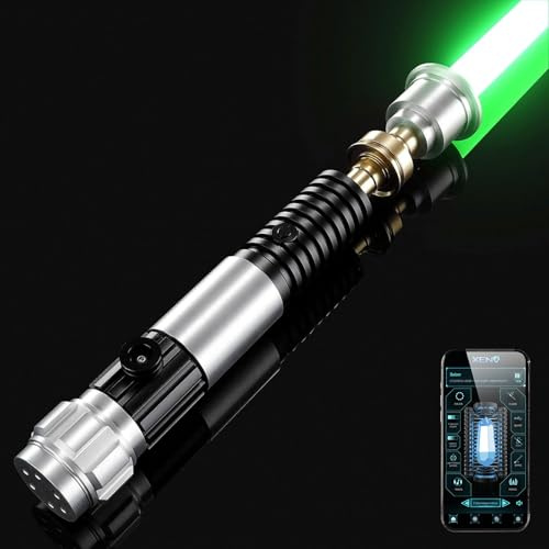 AthlChamp Cellphone APP Control Dueling Saber for Adults, Motion Control Combat Saber, Metal Hilt & PC Blade, 16 Sound Effects & Infinite Colour Change, with Round Tip Blade (RGB-164)