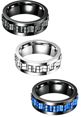3Pcs Fidget Spinner Ring,Mens Fidget Rings for Office Relief Anxiety 3Color